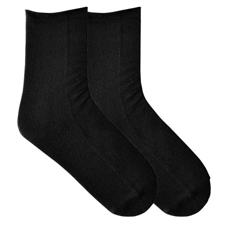 A pair of K. Bell Socks Soft &amp; Dreamy Relaxed Top Sock Black, displayed side by side on a white background.