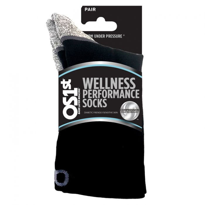 OS1ST WIDE FIT WP4+ WELLNESS CREW SOCK BLACK