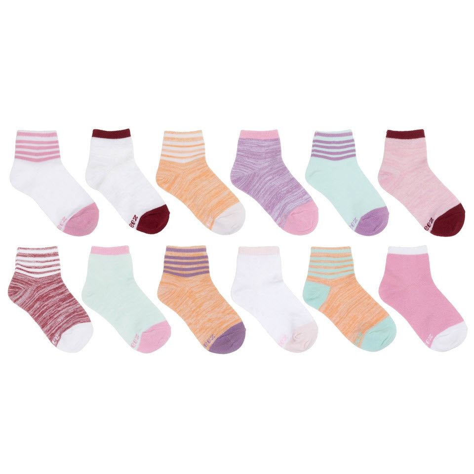 ROBEEZ QUARTER SOCKS FREE RUN 12PK - GIRLS