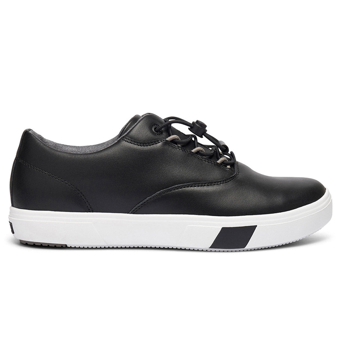 The ANODYNE CASUAL SNEAKER BLACK - WOMENS by Anodyne is a black Nappa leather casual sneaker, featuring a white rubber sole, black laces, and an accent stripe on the sole, all combined in a contemporary design.