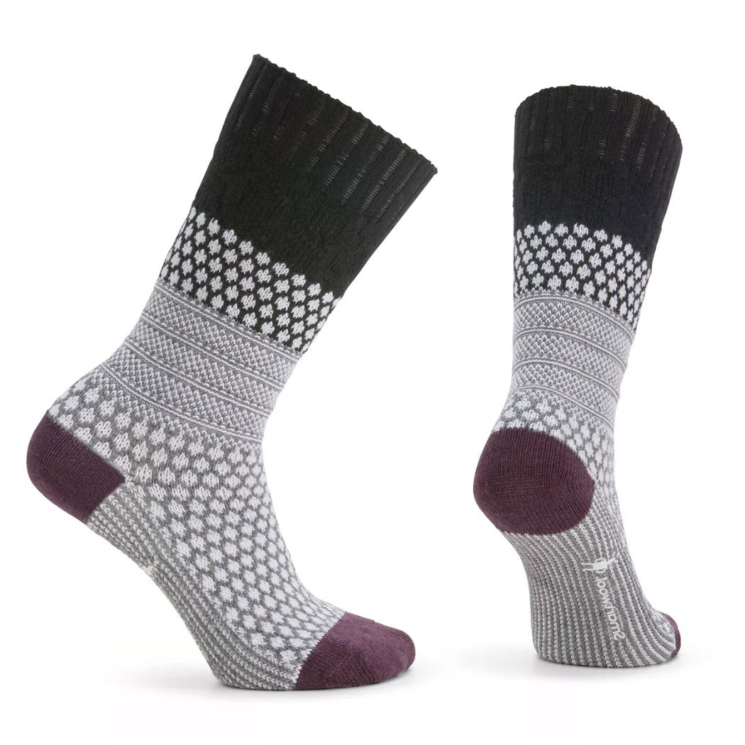 SMARTWOOL POPCORN CABLE CREW SOCKS BLACK