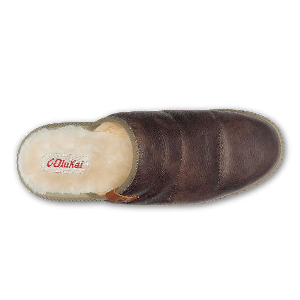 OLUKAI MUAILI DARK WOOD/SILT SLIPPER - MENS