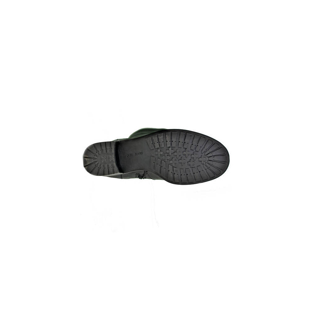 Bottom view of the DAVID TATE VOYAGE BLACK - WOMENS, showcasing the intricate tread pattern on the sole for added boost.