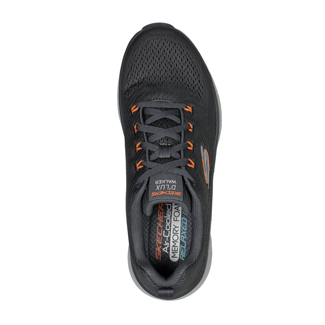 SKECHERS D'LUX WALKER CHARCOAL/ORANGE - MENS - Lamey Wellehan Shoes