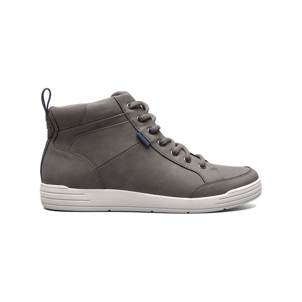 Nunn Bush City Walk Moc Toe Chukka Gray for men, featuring retro-sneaker styling and a white sole, side view.