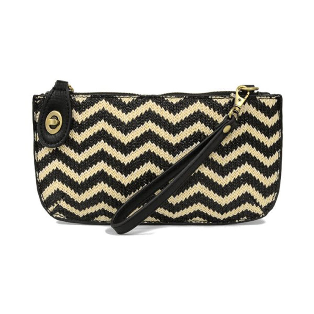 JOY SUSAN STRAW MINI CROSSBODY WRISTLET BLACK/CREAM