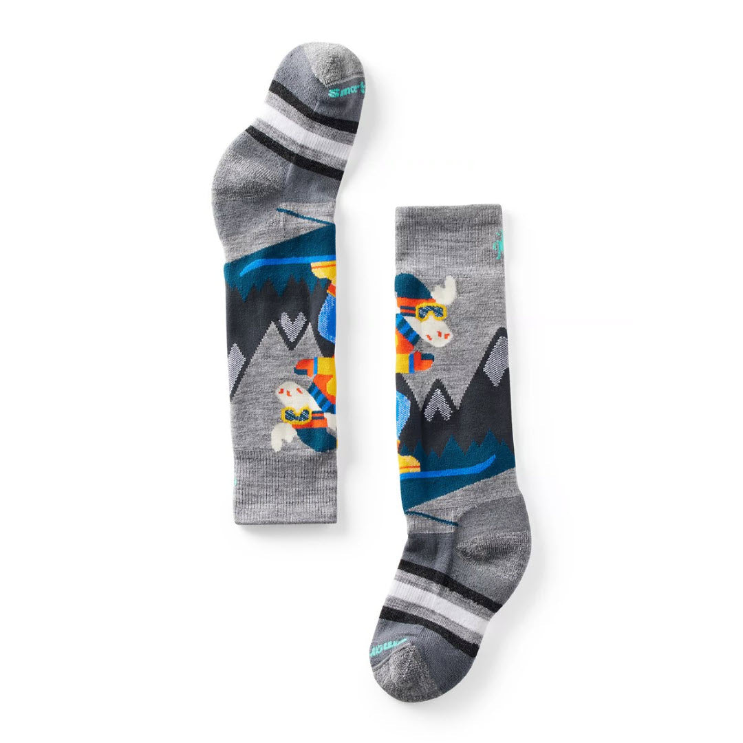 SMARTWOOL WINTERSPORT OVER THE CALF MOUNTAIN MOOSE LIGHT GRAY - KIDS