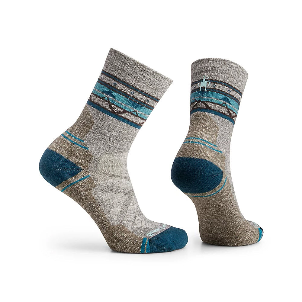 SMARTWOOL HIKE ZIG ZAG VALLEY CREW SOCKS TAUPE - WOMENS