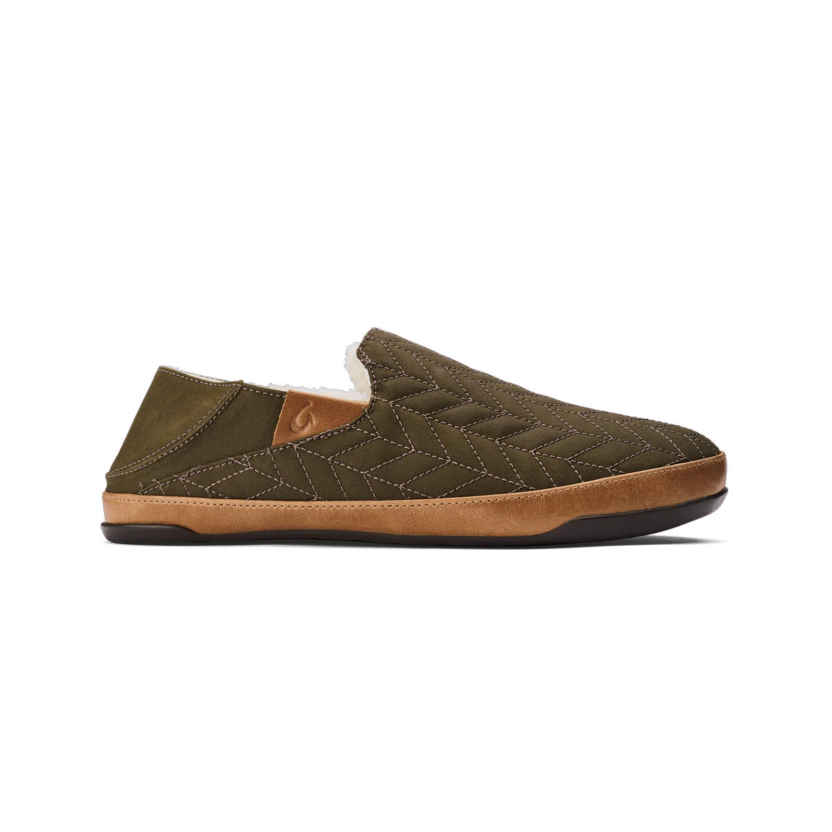 OLUKAI HANOHANO CANVAS SHEARLING SLIPPER HUSK - MENS