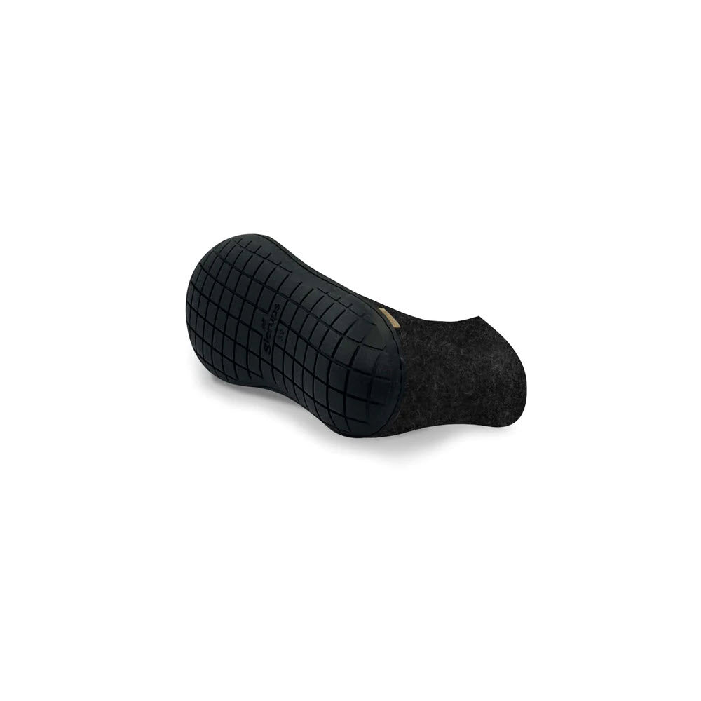 A black rubber sole of a GLERUPS THE BOOT RUBBER CHARCOAL - ADULTS by Glerups displayed against a white background, showing a textured, grid-like pattern for grip.