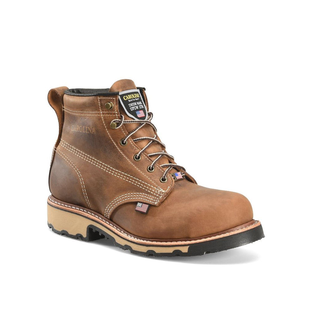 CAROLINA FERRIC USA 6&quot; STEEL TOE WORK BOOT BROWN - MENS