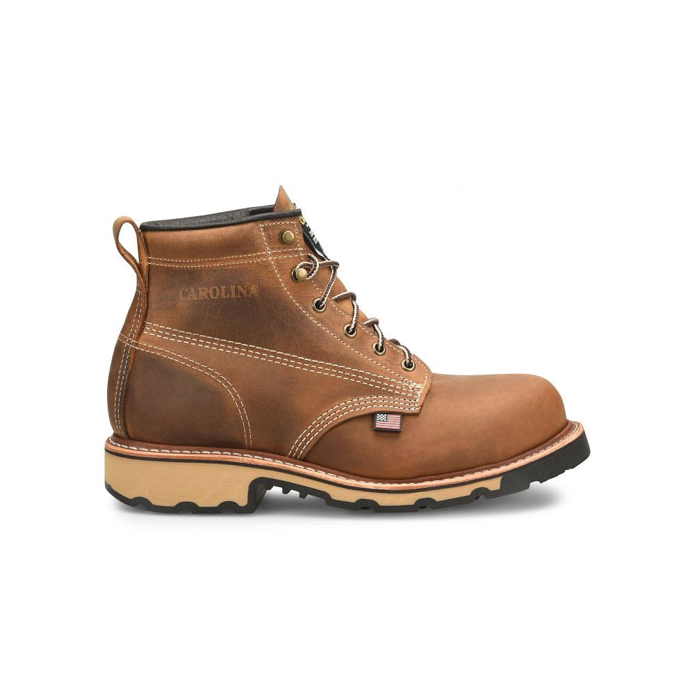 CAROLINA FERRIC USA 6&quot; STEEL TOE WORK BOOT BROWN - MENS