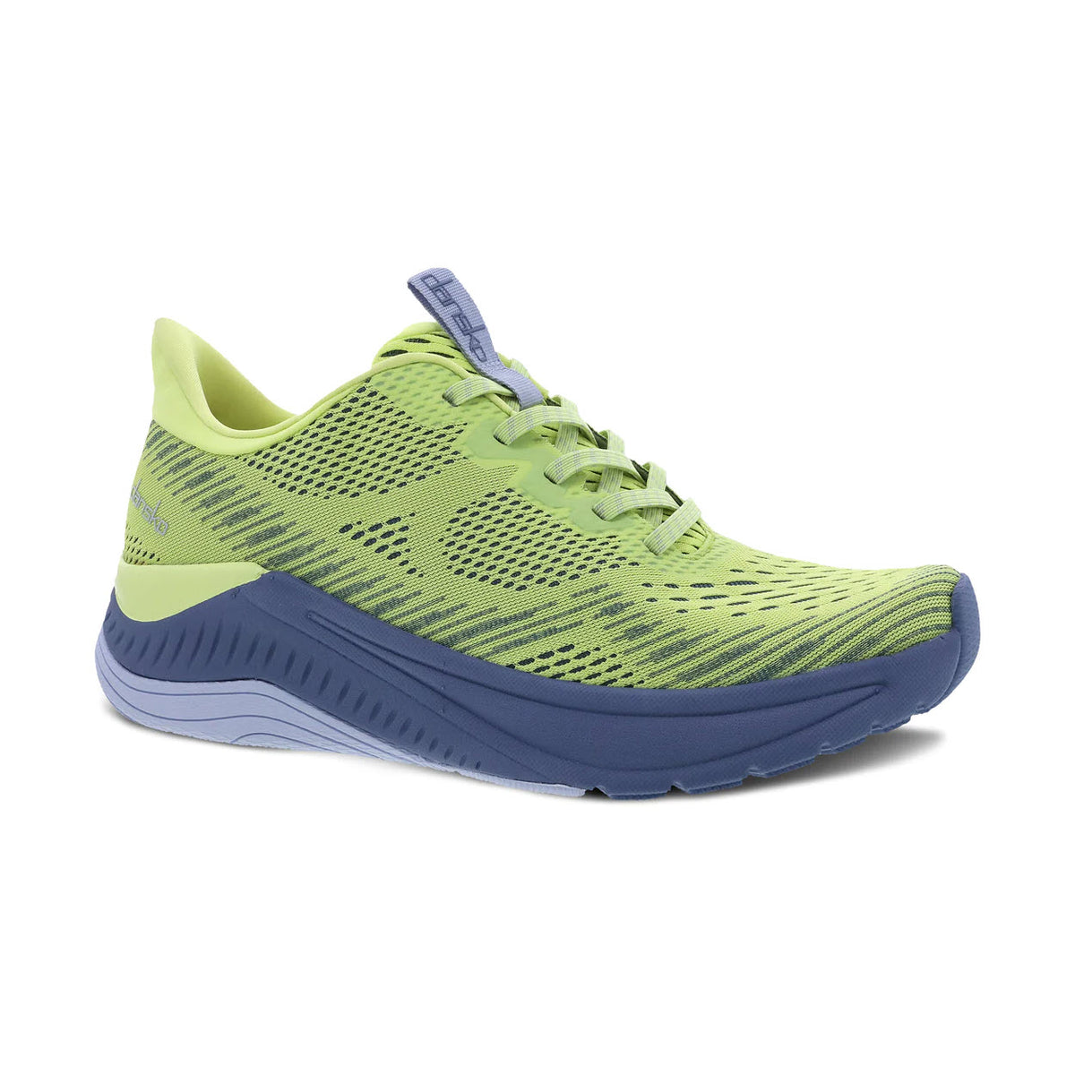 The Dansko Peony Yellow Mesh for women is a high-performance walking sneaker that features a mesh design in vibrant yellow, a lace-up closure, thick sole, and offers maximum arch support.