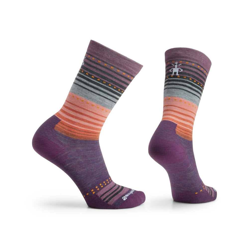 SMARTWOOL STITCH STRIPE CREW SOCKS PURPLE - WOMENS