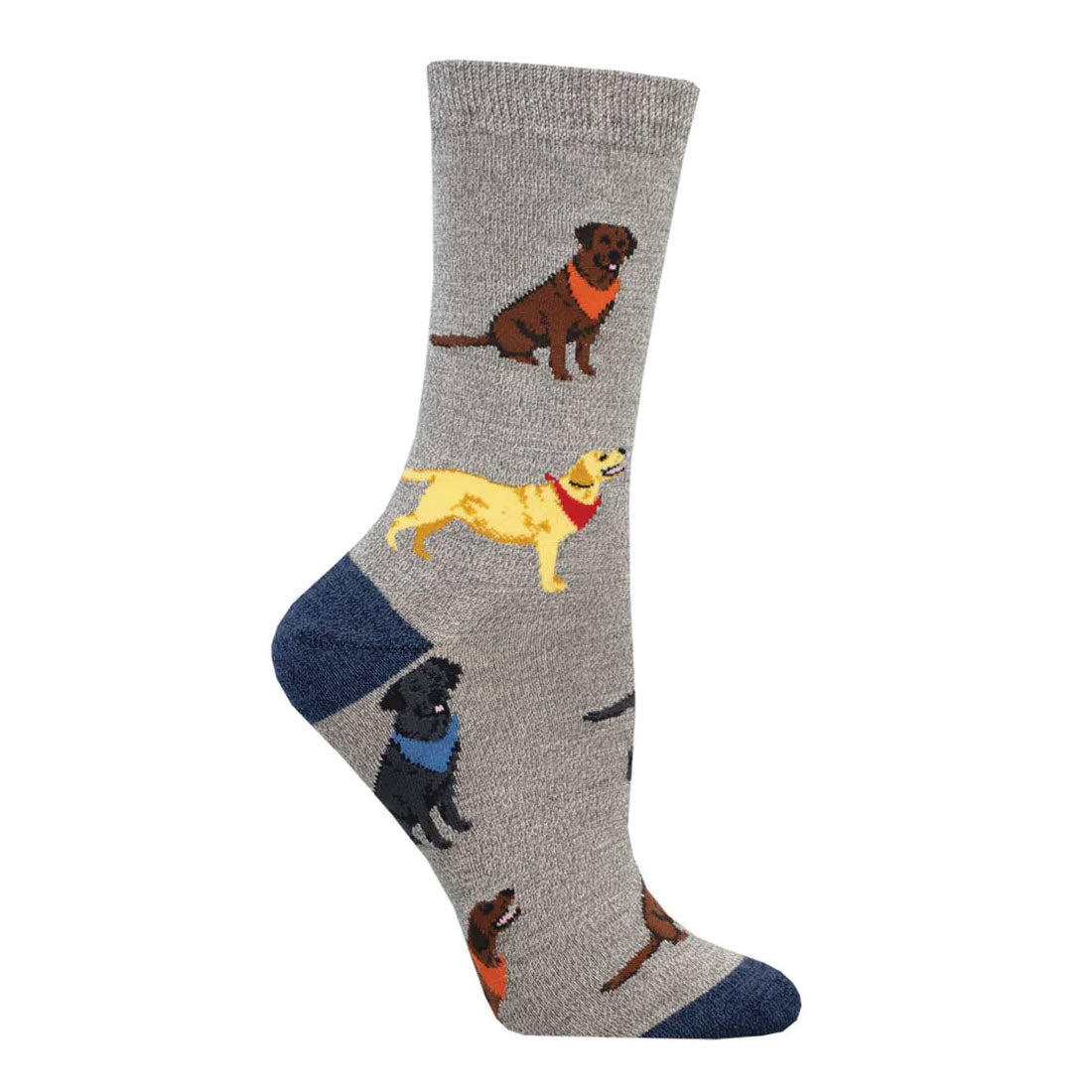 SOCKSMITH BAMBOO CREW SOCKS LOVING LABRADORS GRAY - WOMENS