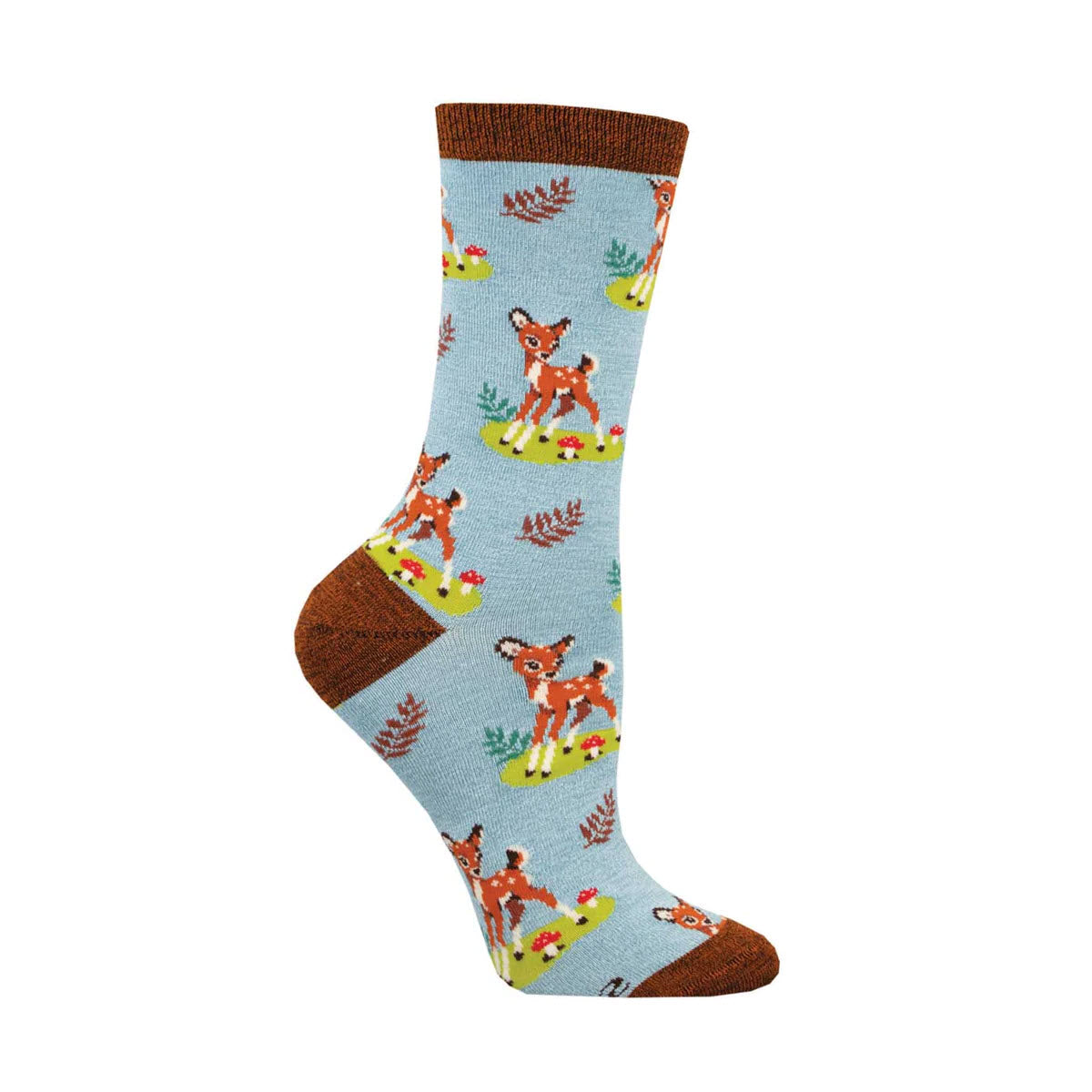 SOCKSMITH BAMBOO CREW SOCKS OH DEER BLUE - WOMENS