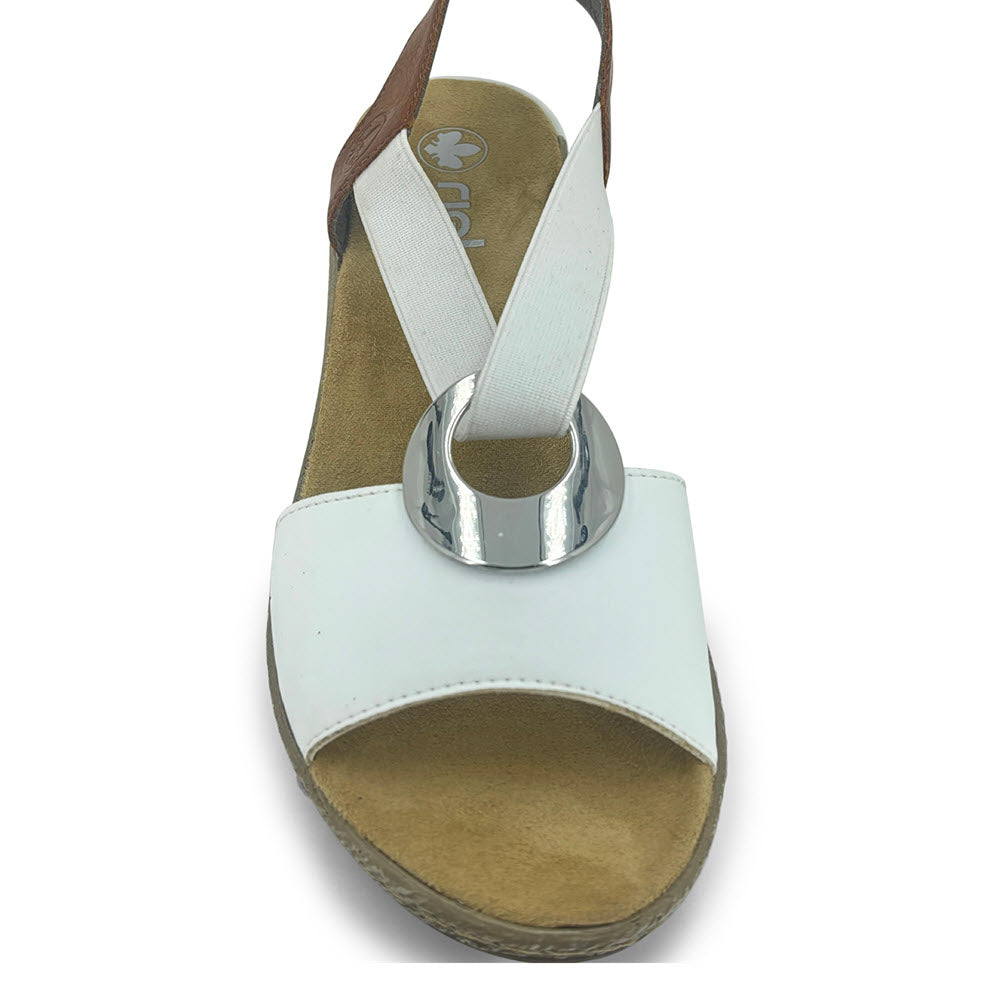 RIEKER SLINGBACK WEDGE WITH ORNAMENT WHITE - WOMENS