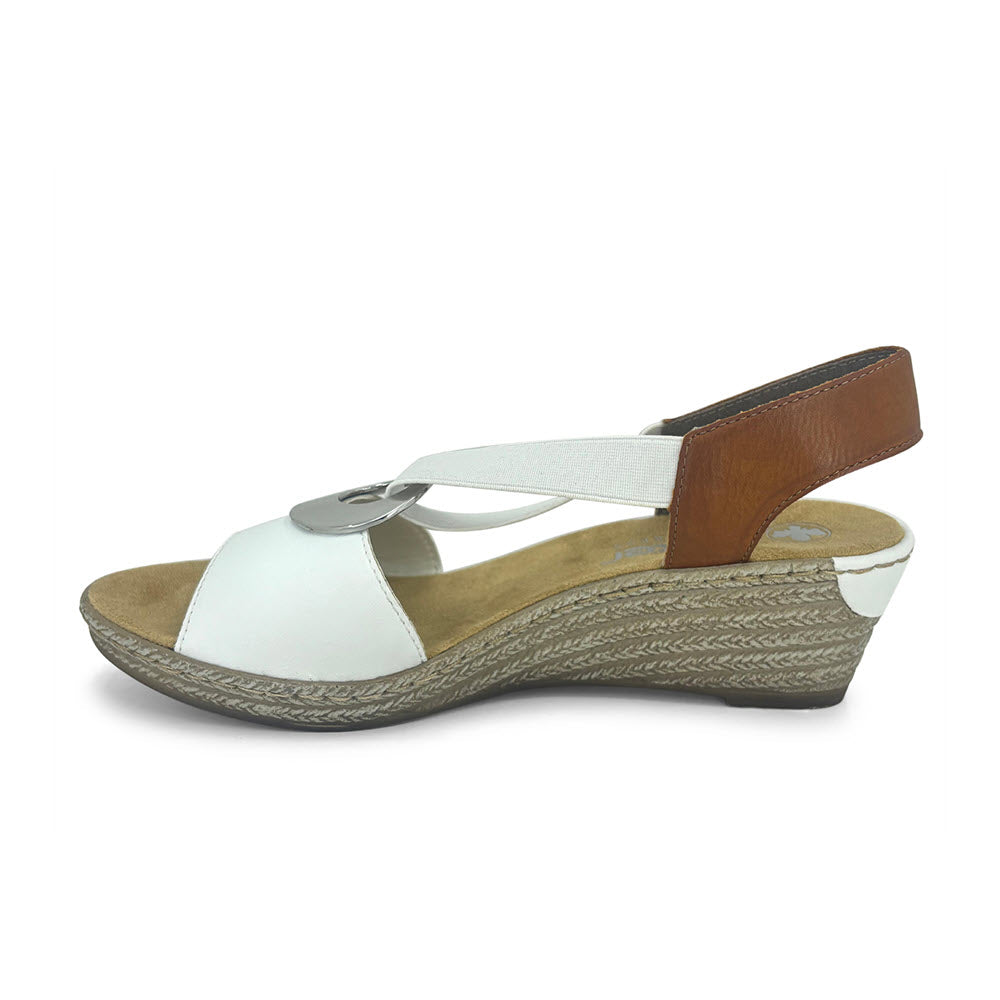 RIEKER SLINGBACK WEDGE WITH ORNAMENT WHITE - WOMENS