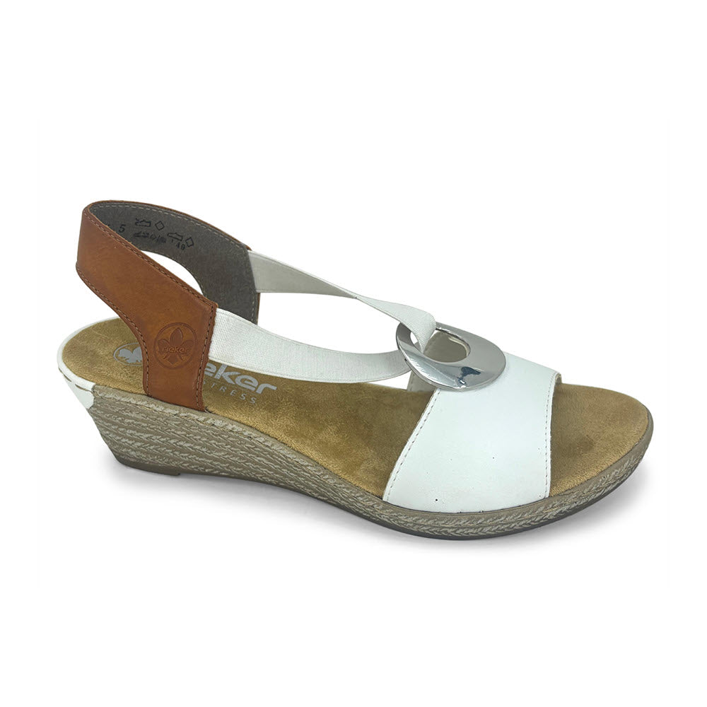 RIEKER SLINGBACK WEDGE WITH ORNAMENT WHITE - WOMENS