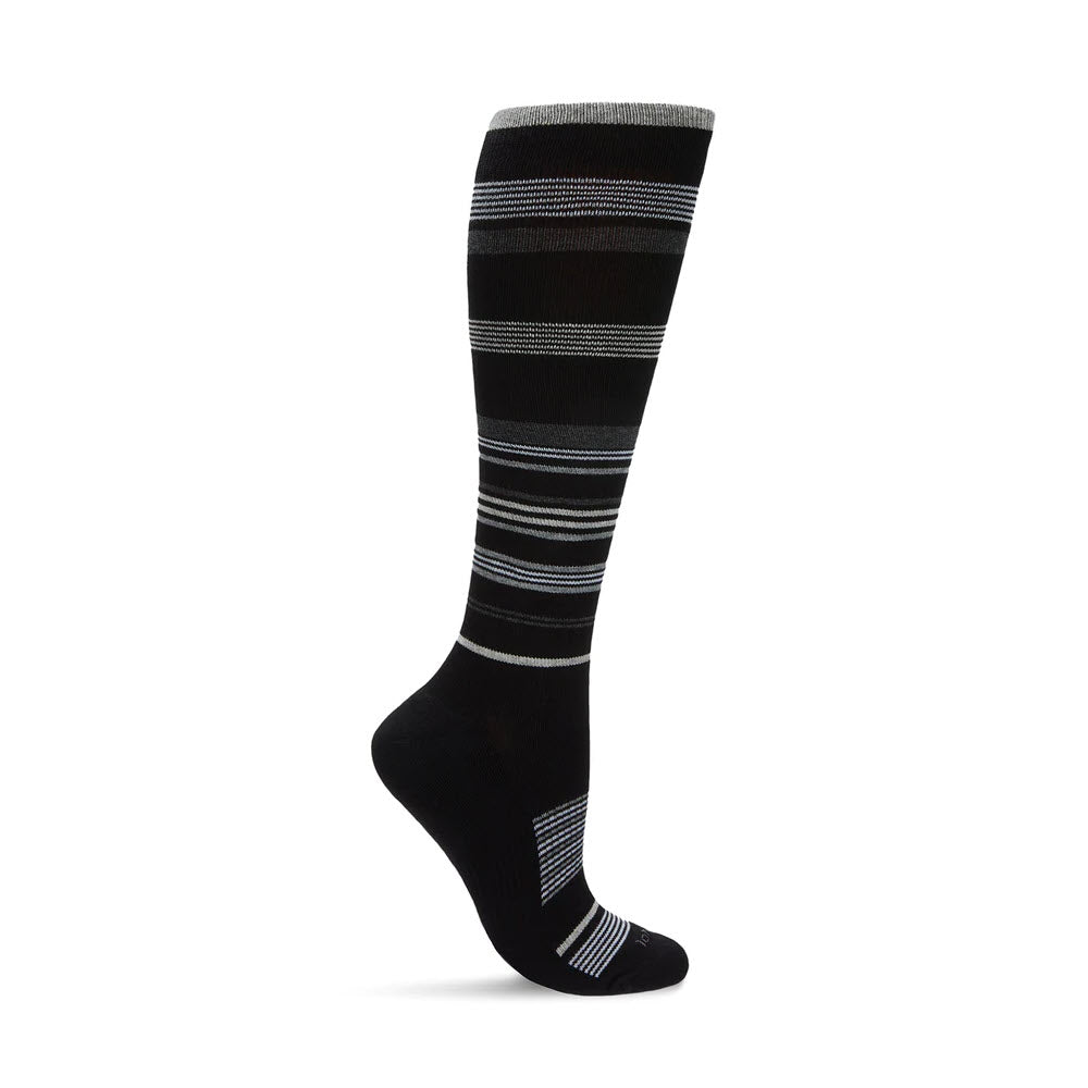 MEMOI COMPRESSION SOCKS 15-20MMHG MULTI STRIPE BLACK - MENS