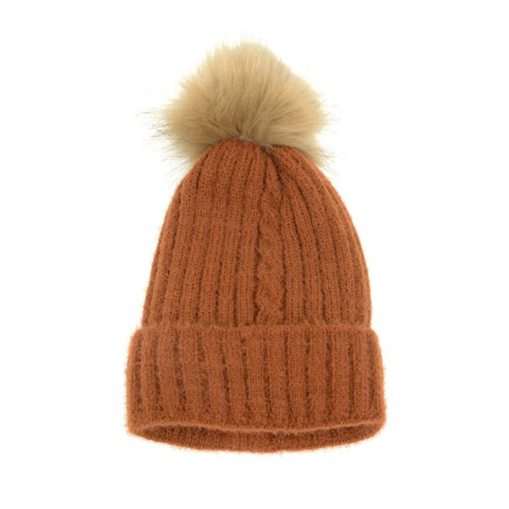 JOY SUSAN SINGLE CABLE POM POM HAT PAPRIKA - WOMENS