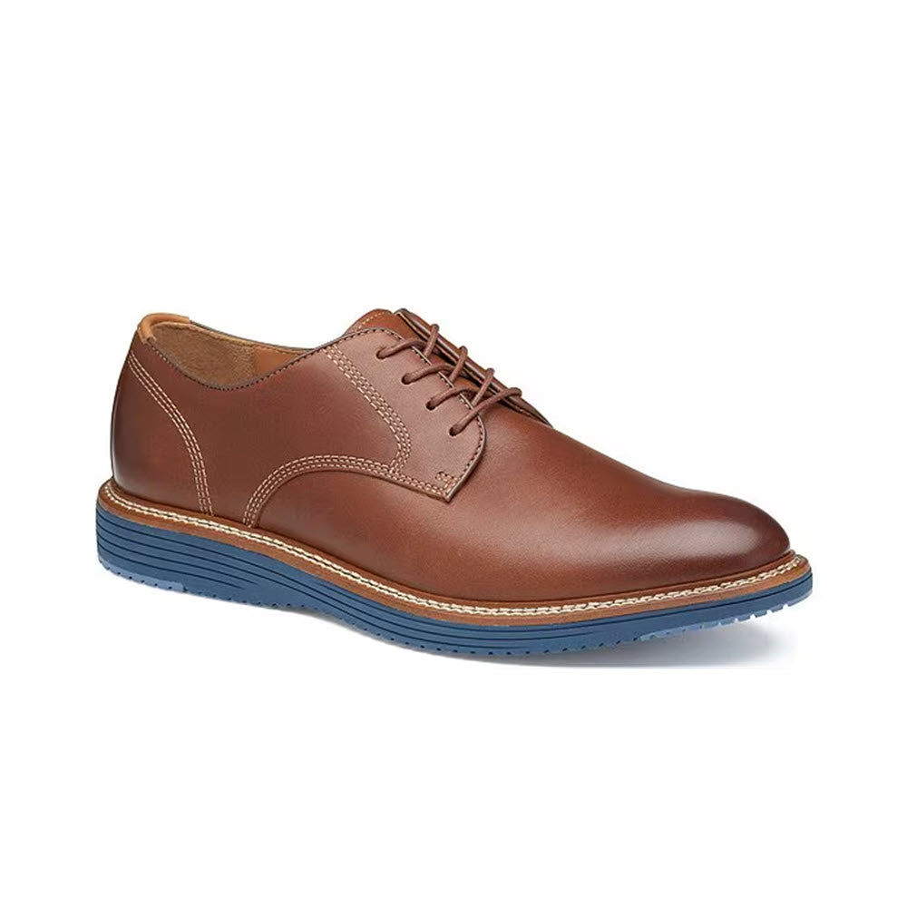 JOHNSTON &amp; MURPHY UPTON PLAIN TOE LACE OXFORD TAN/BLUE - MENS