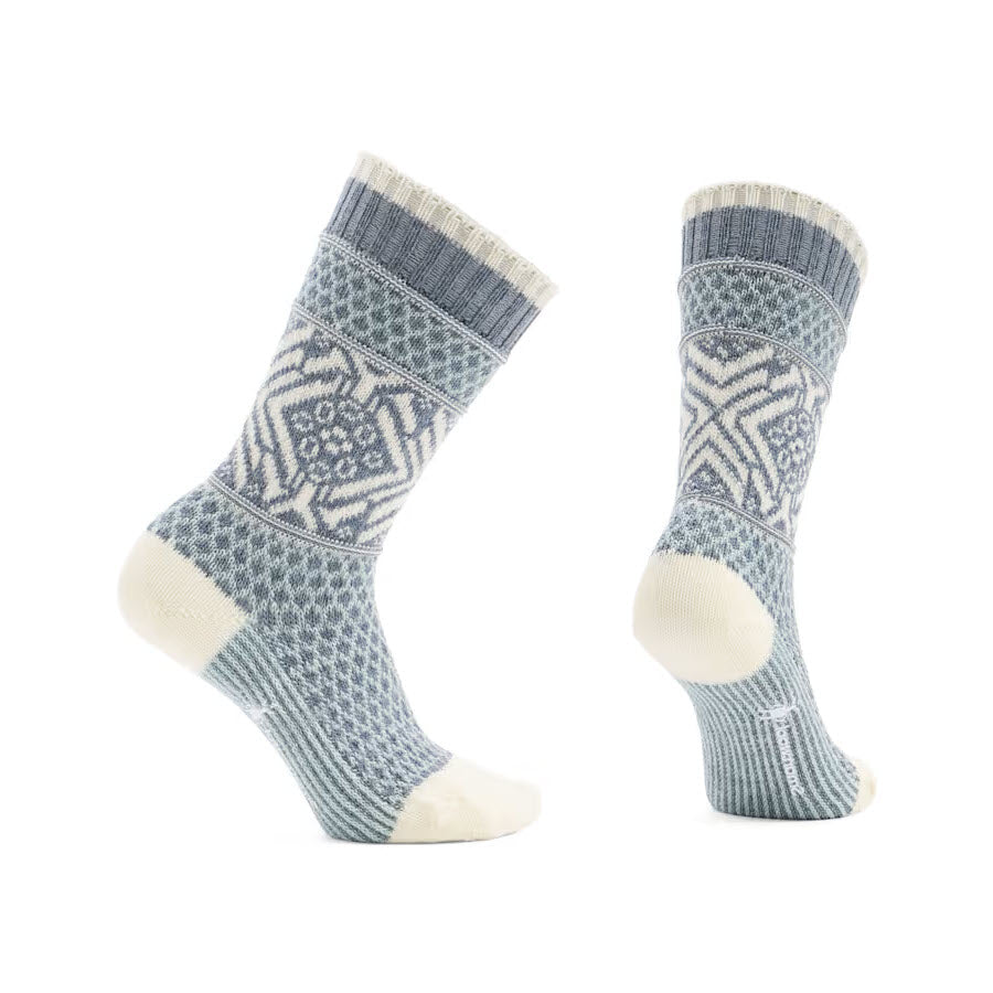 SMARTWOOL POPCORN SNOWFLAKE CREW SOCKS FROSTY - WOMENS
