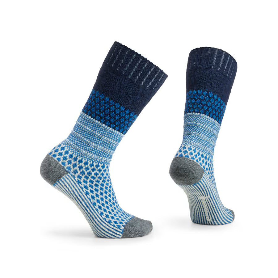 SMARTWOOL POPCORN CABLE CREW SOCKS NAVY - WOMENS