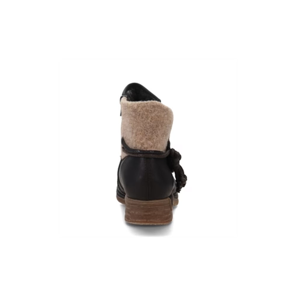 RIEKER ANKLE BOOTIE FOLDOVER WITH KNOT BLACK - WOMENS