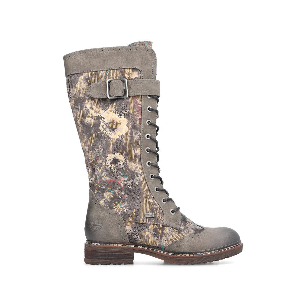 RIEKER TALL SHAFT GRANNY TAUPE FLORAL MULTI - WOMENS