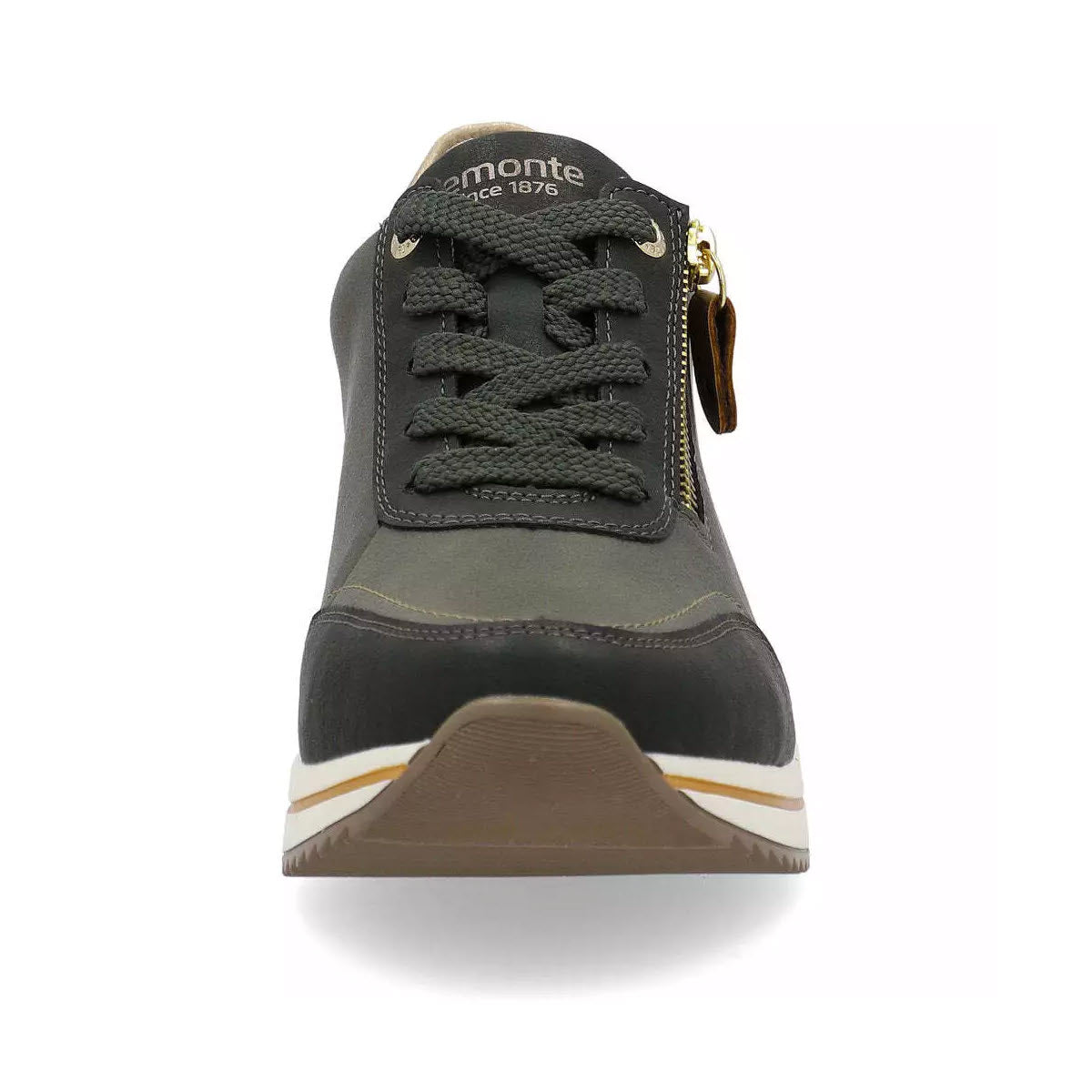 REMONTE WEDGE SNEAKER WITH ZIP OLIVE/GOLD - WOMENS