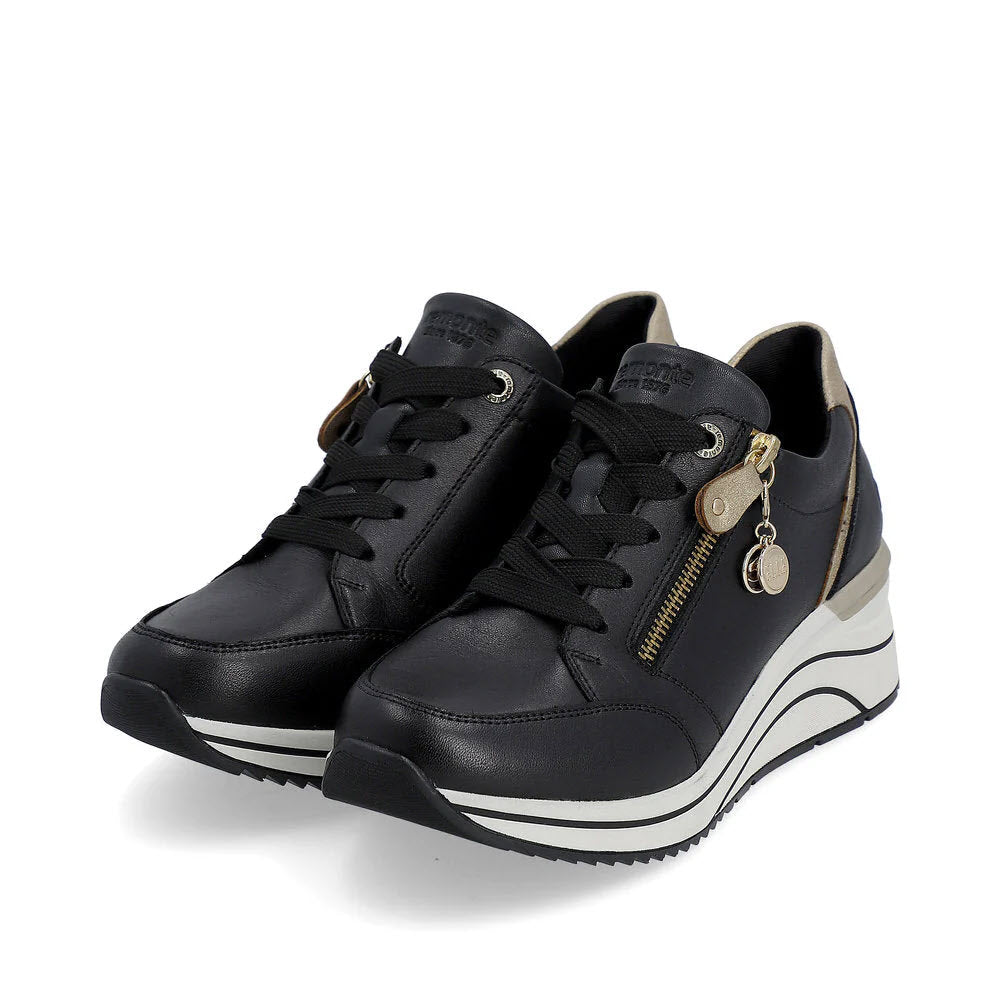 Black wedge sneakers with black sole online