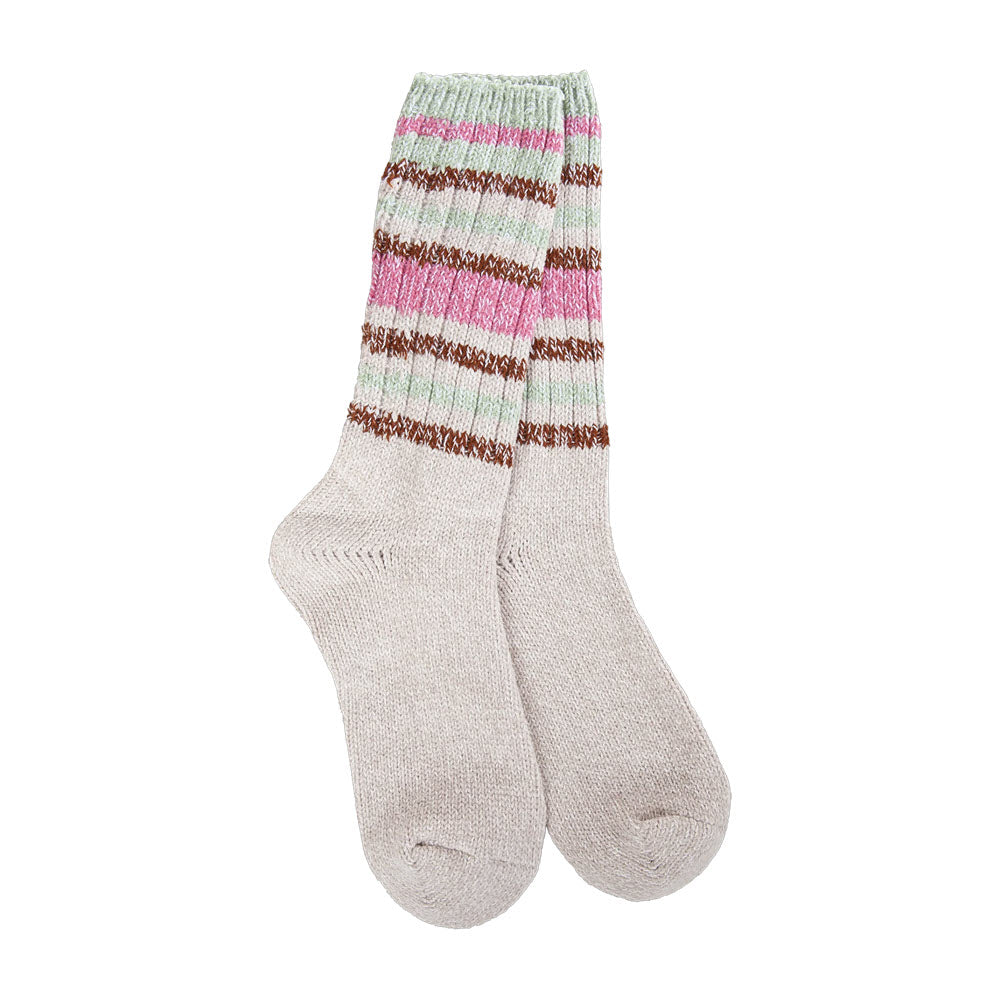 WORLDS SOFTEST RAGG CREW SOCKS MUSHROOM STRIPE - WOMENS