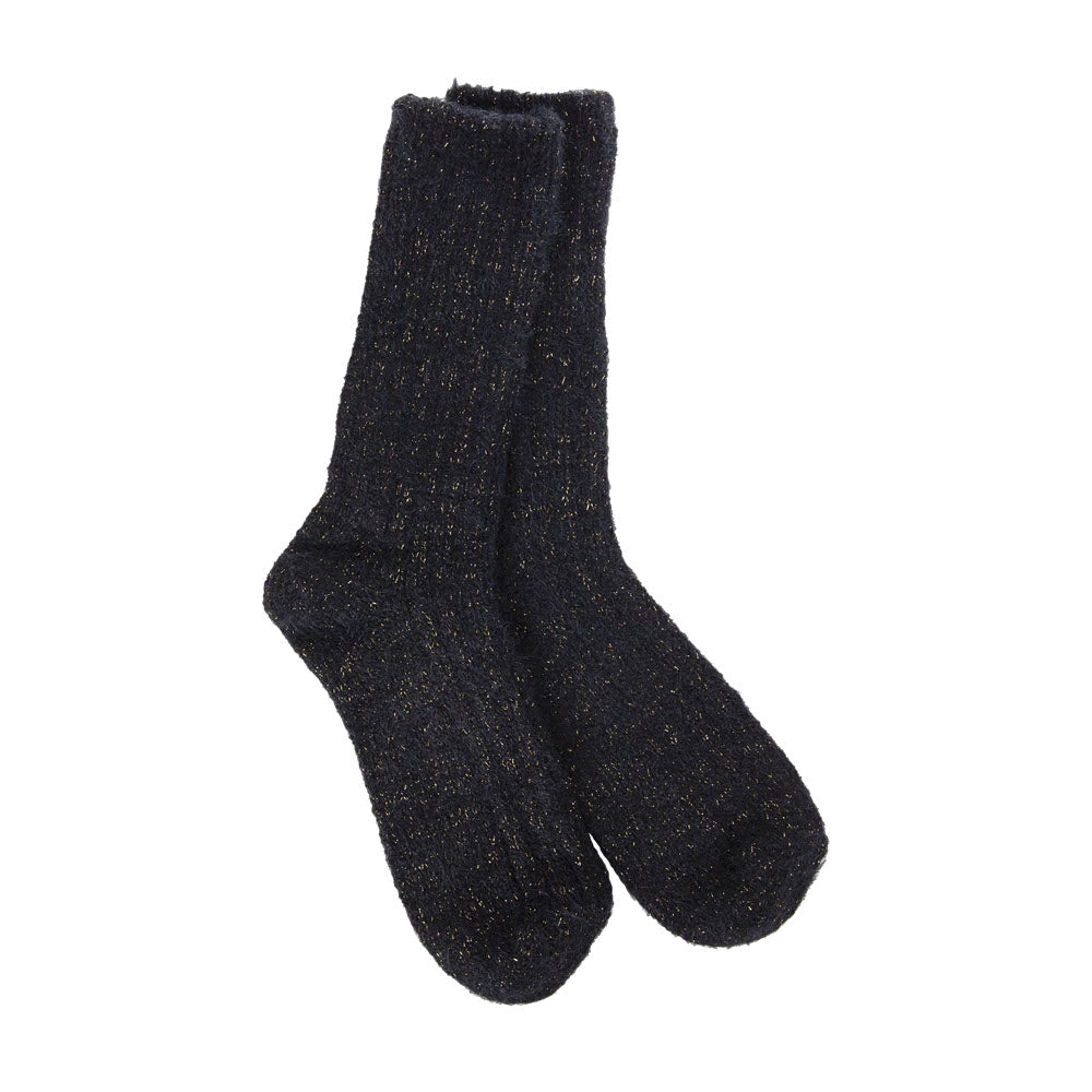 WORLDS SOFTEST RAGG FEATHER CREW SOCKS BLACK - WOMENS