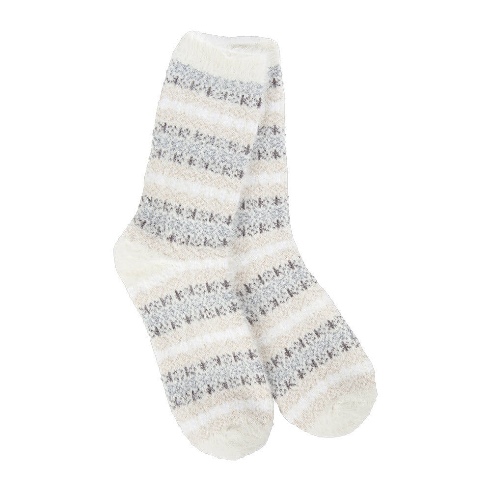 WORLDS SOFTEST FEATHER STRIPE CREW SOCKS WHIMSICAL - WOMENS