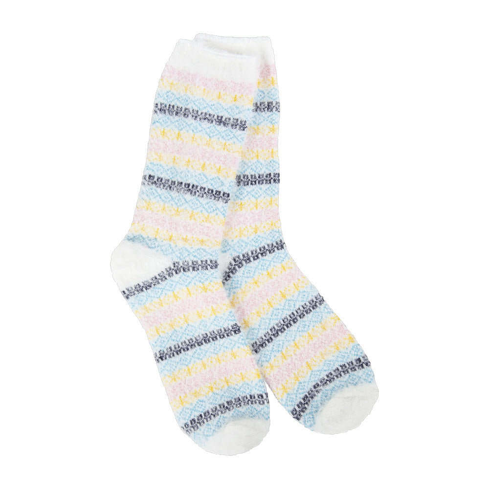 WORLDS SOFTEST FEATHER STRIPE CREW SOCKS WONDERLAND - WOMENS