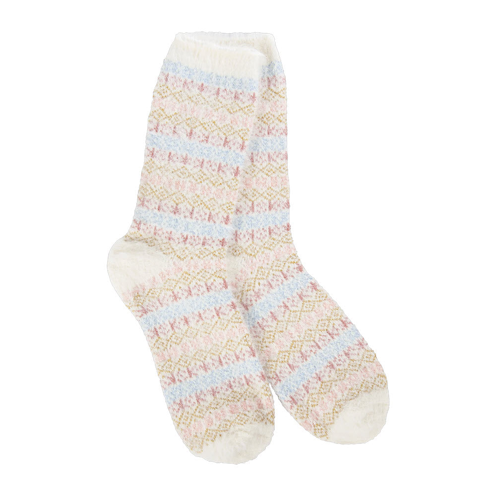 WORLDS SOFTEST FEATHER STRIPE CREW SOCKS WINTERTIME - WOMENS