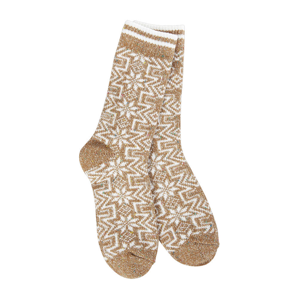 WORLDS SOFTEST HOLIDAY CONFETTI CREW SOCKS GEO GINGERBREAD - WOMENS