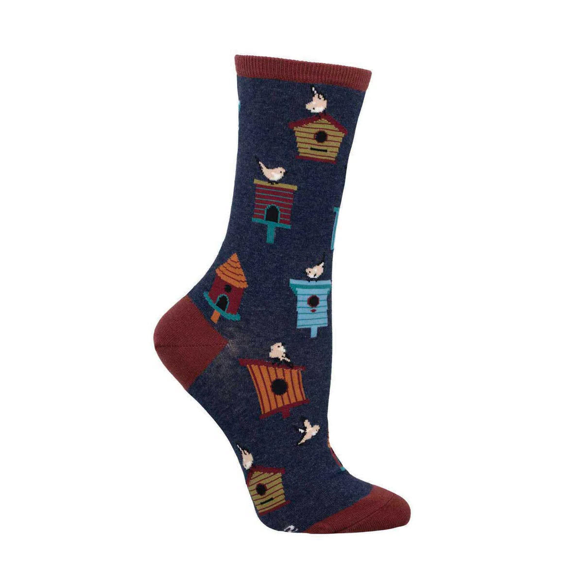 SOCKSMITH BIRDHOUSES CREW SOCKS NAVY - WOMENS