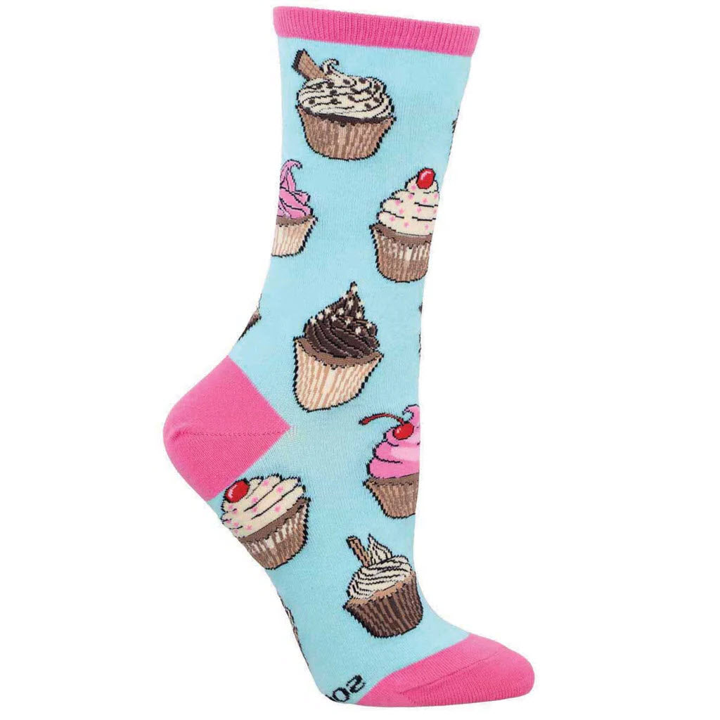 SOCKSMITH FAVORITE CUPCAKES CREW SOCKS BLUE - WOMENS