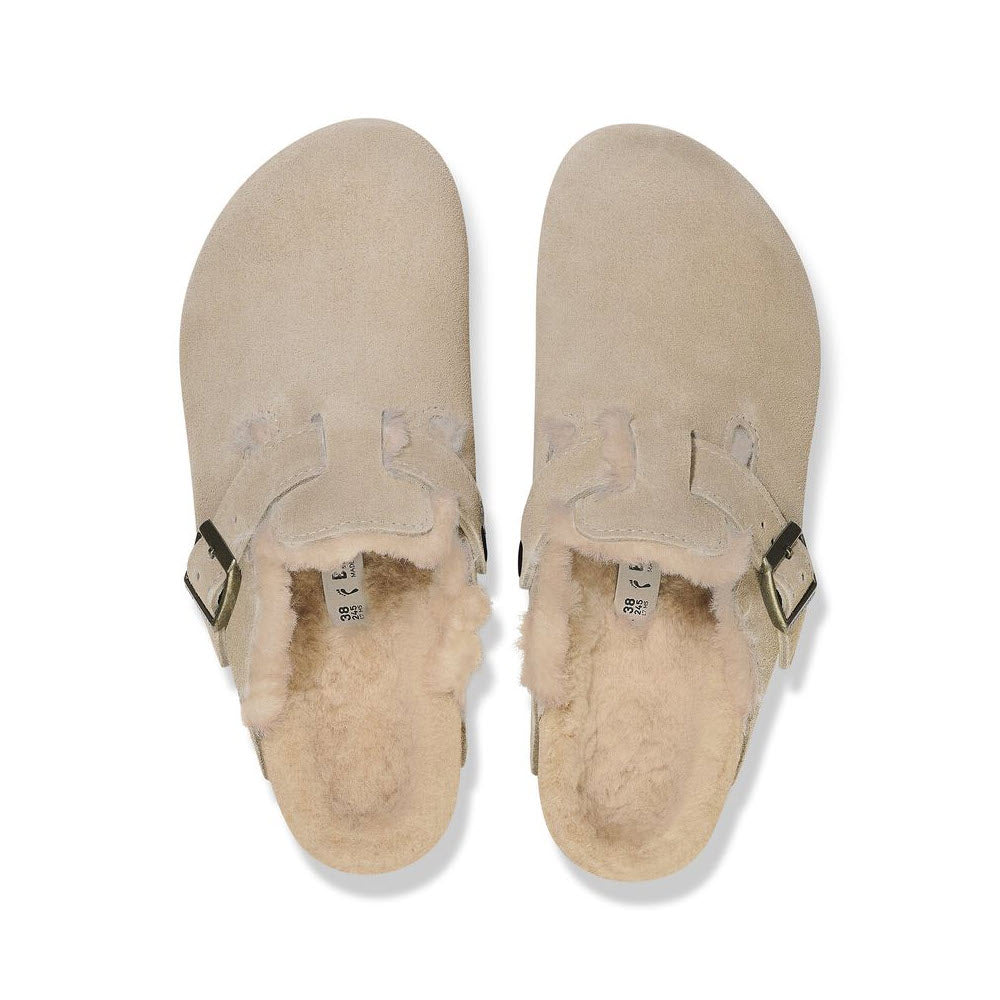 BIRKENSTOCK BOSTON SHEARLING TAUPE - WOMENS