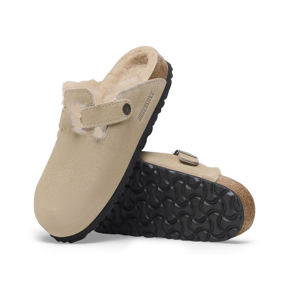 BIRKENSTOCK BOSTON SHEARLING TAUPE - WOMENS