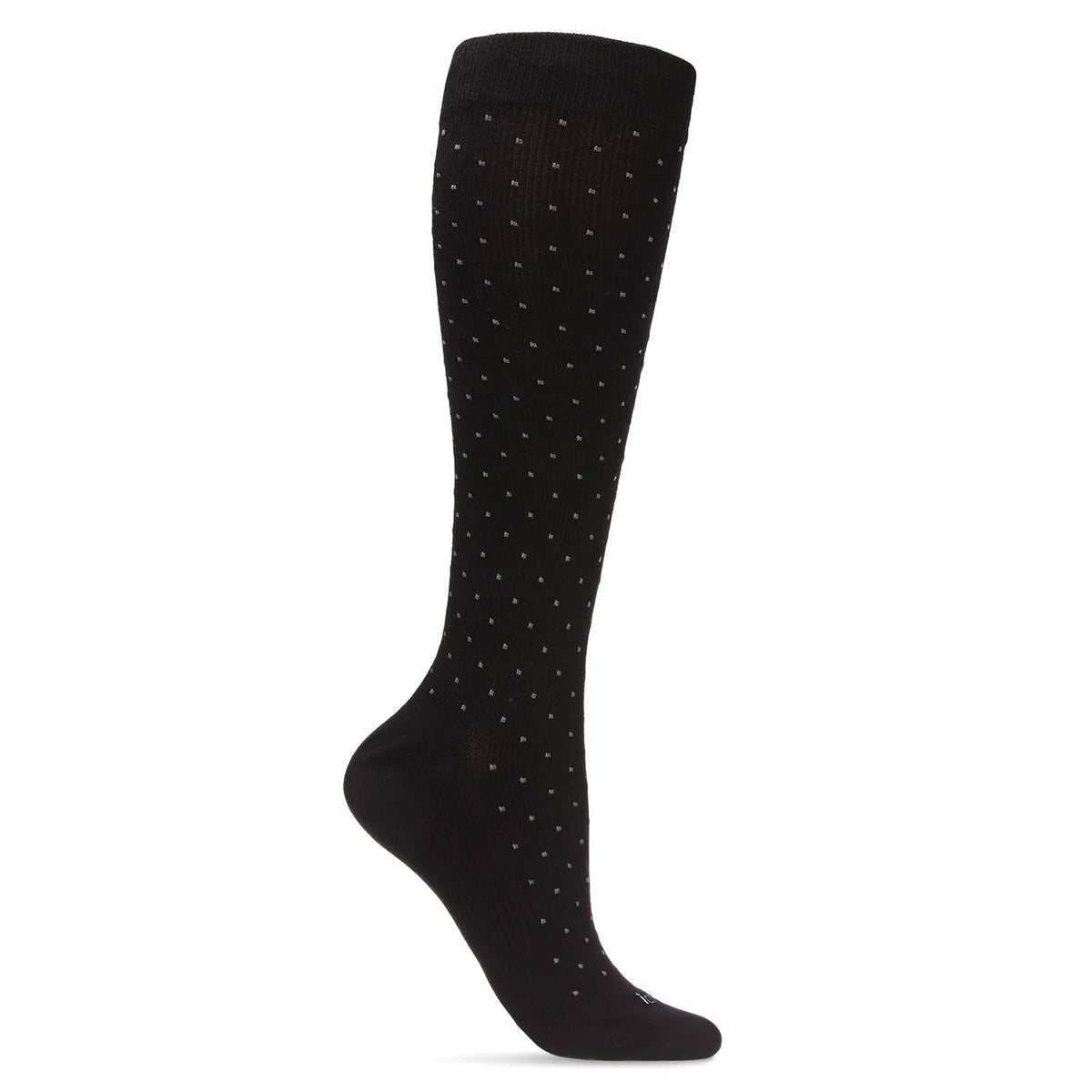 MEMOI COMPRESSION KNEE-HI SOCKS 15-20 SWISS DOT BLACK - MENS