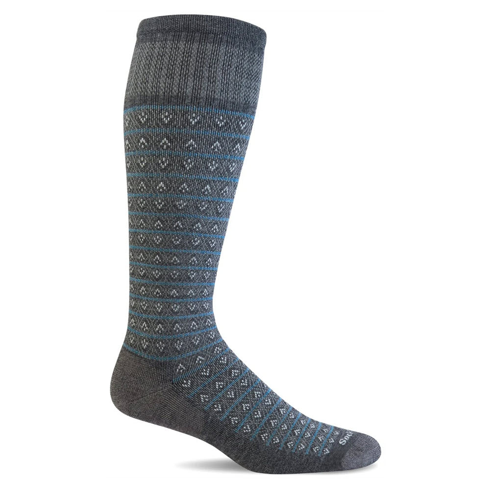 SOCKWELL DIAMOND STRIPE CHARCOAL 15-20MMHG KNEE HI COMPRESSION SOCKS - MENS