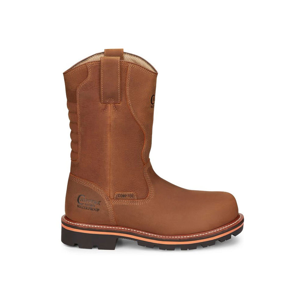 CHIPPEWA NANO COMPOSITE TOE 11 INCH WATERPROOF PULL ON WORK BOOT BROWN - MENS