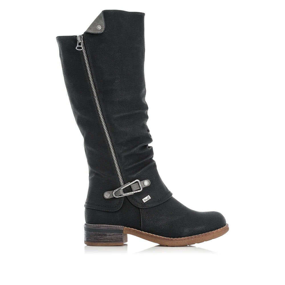 RIEKER RIDING BOOT WITH BUCKLE BLACK - WOMENS