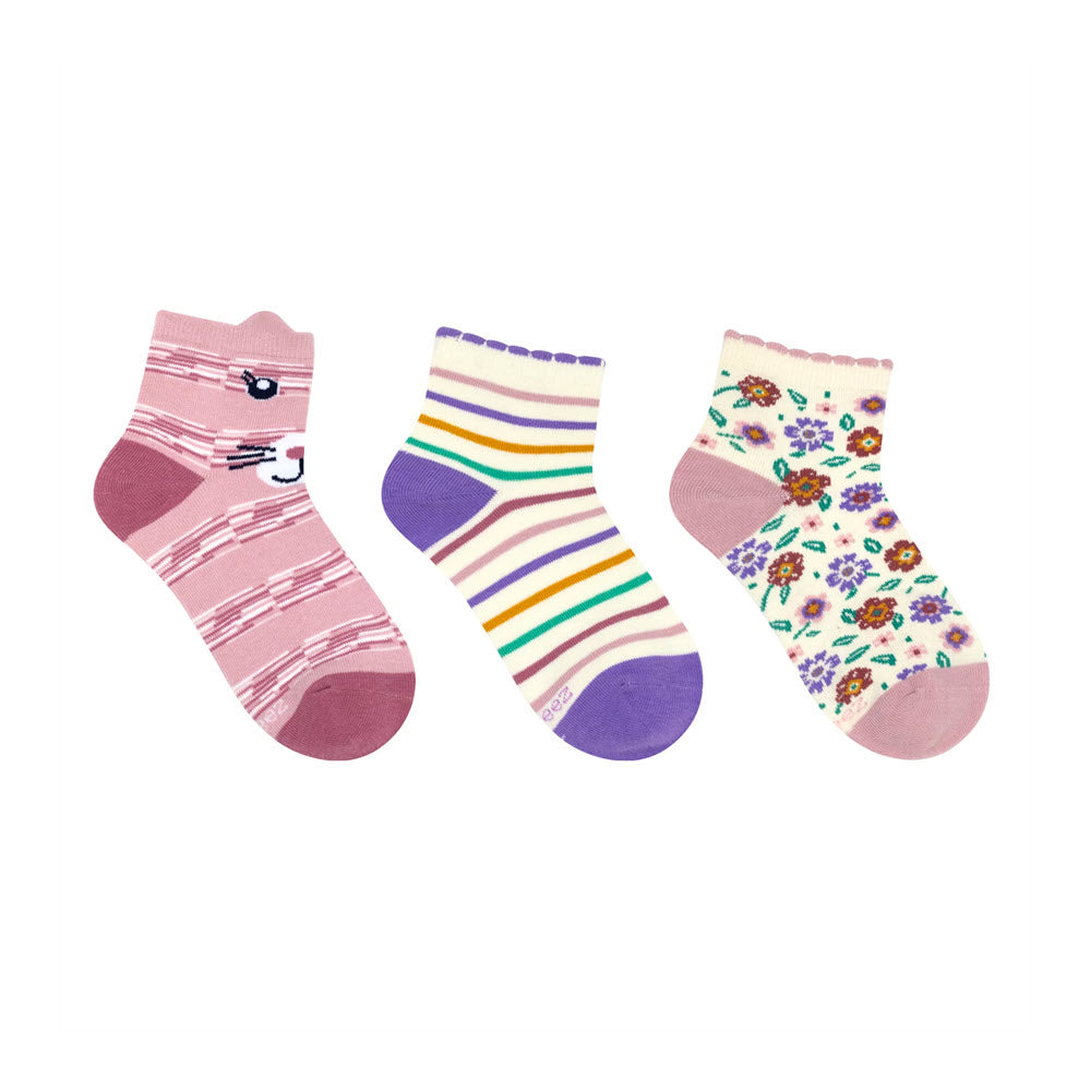 ROBEEZ KITTY FLOWER QUARTER SOCKS 3 PACK - KIDS