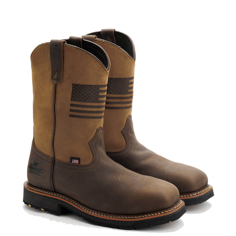 THOROGOOD CT 11 INCH FLAG WATERPROOF WESTERN WORK BOOT TAN - MENS