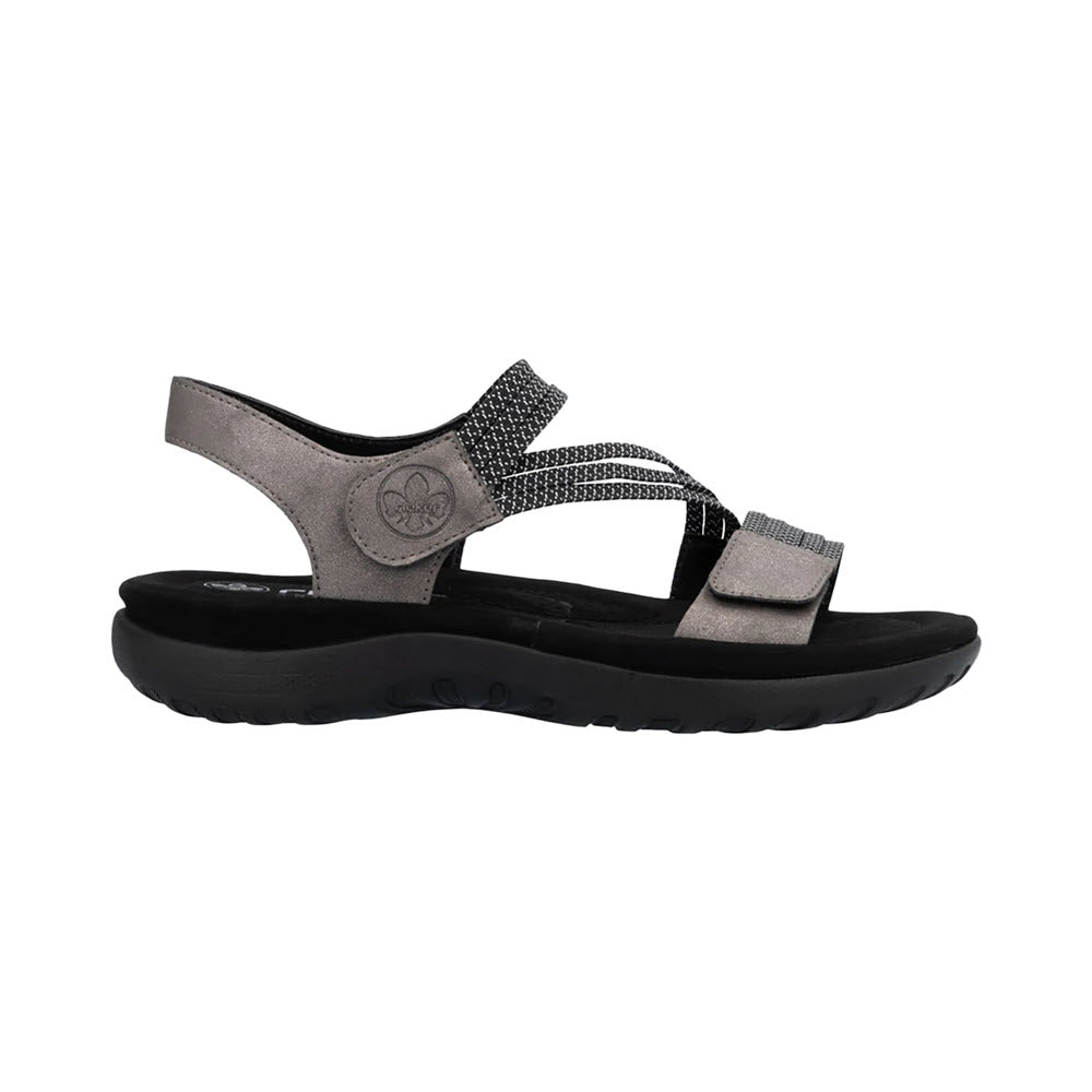 RIEKER ASYMMETRICAL STRETCH SPORT SANDAL BLACK - WOMENS