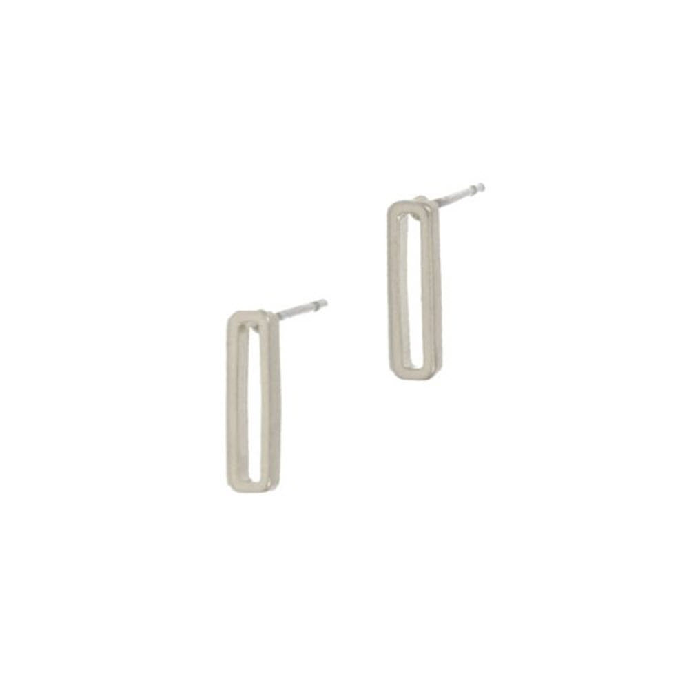 JOY SUSAN STUD EARINGS OPEN RECTANGLE SILVER